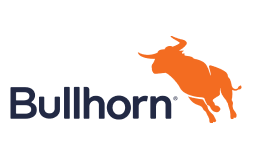 A stylized orange bullhorn icon with a bull's head, accompanied by the text "Bullhorn" in dark blue.