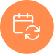 Orange calendar icon with a refresh symbol, representing scheduling or updates.