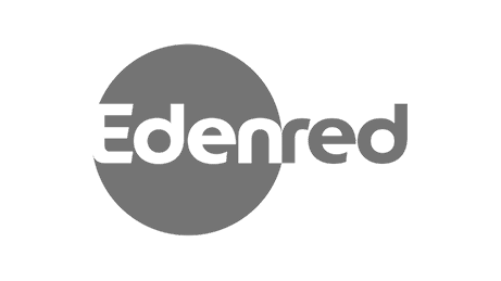 Edenred logo featuring the company name in lowercase letters with a gray circle background.