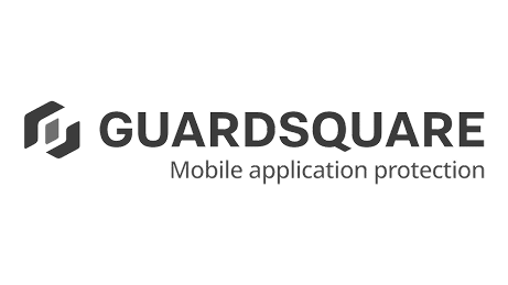 The GuardSquare logo features a geometric icon and the text "GUARDSQUARE" with the tagline "Mobile application protection"