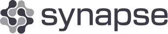 A stylized interconnected neural network icon with the word "synapse" in lowercase beside it.