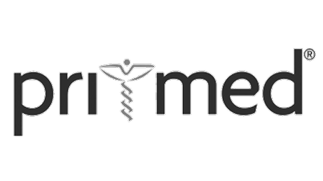 The logo features the word "primed" with a caduceus symbol replacing the letter "i".