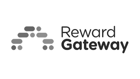 A logo featuring a stylized arch made of gray dots and the text "Reward Gateway" beside it.