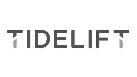 The Tidelift logo features the word "TIDELIFT" in uppercase gray letters with a stylized wave symbol replacing the letter