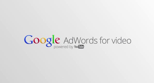 Google AdWords for video logo with "powered by YouTube" text on a light gray background.